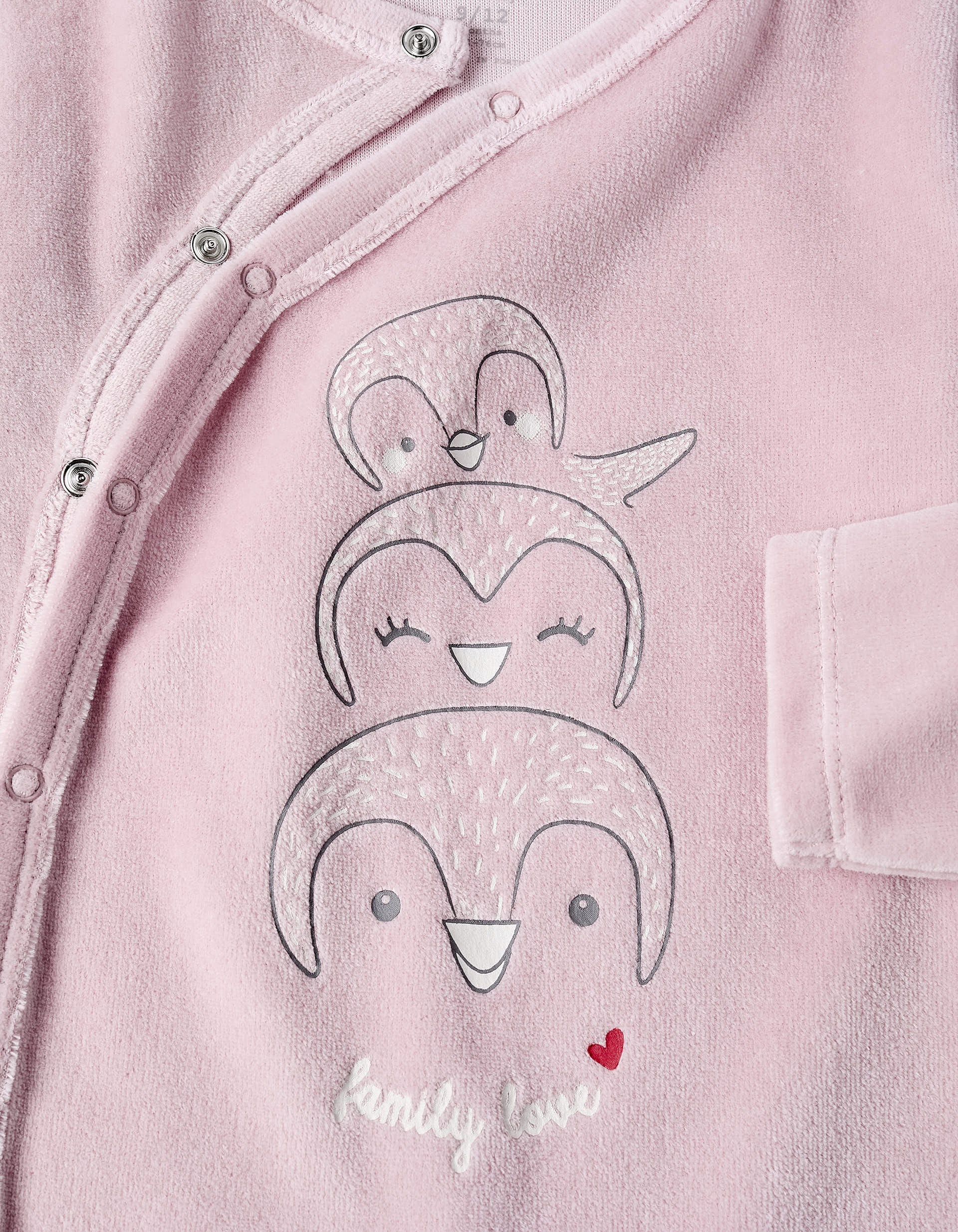 Velour Sleepsuit for Baby Girls 'Family Love' Pink | Saudi Arabia