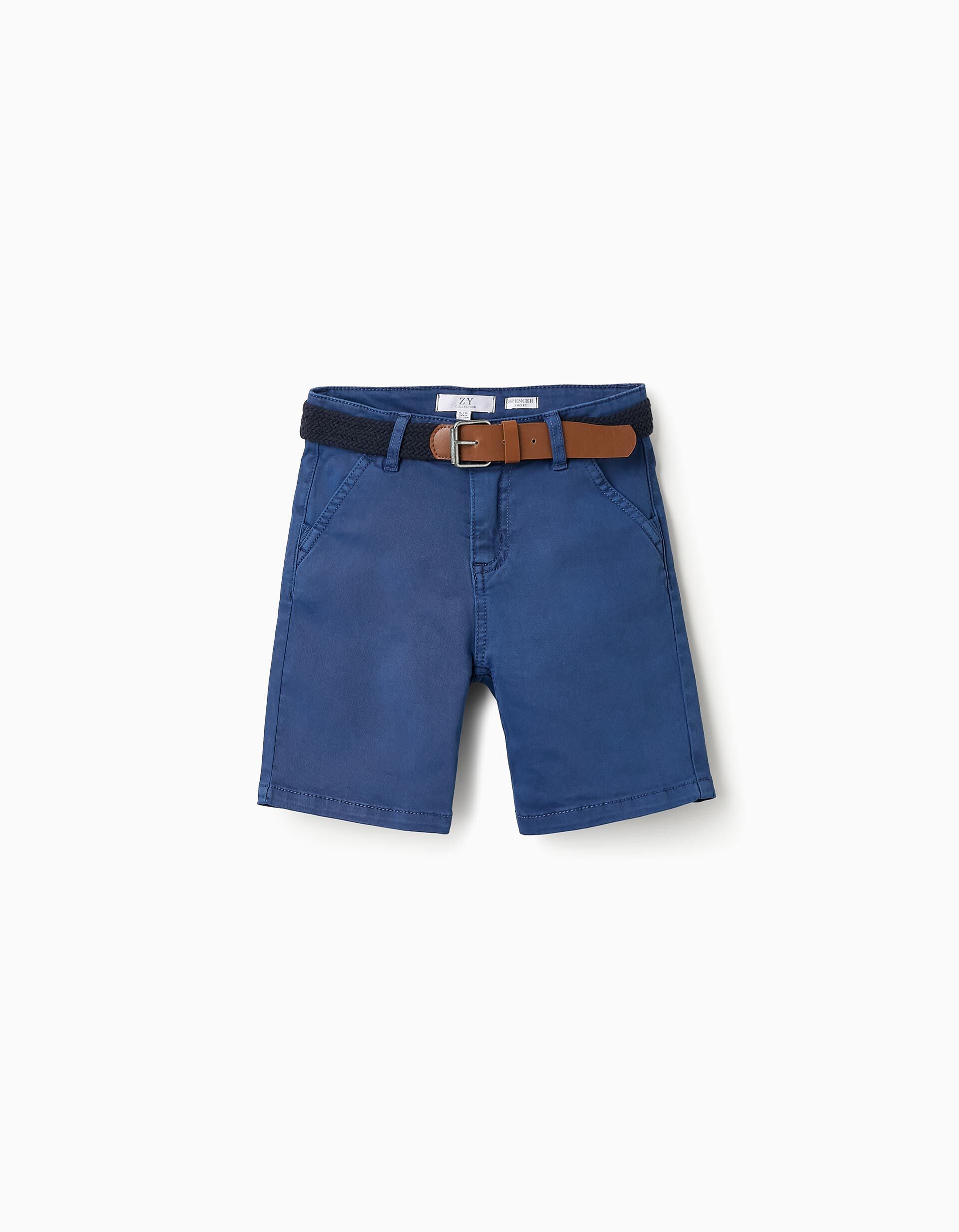 Chino Shorts with Belt for Boys Blue | Saudi Arabia