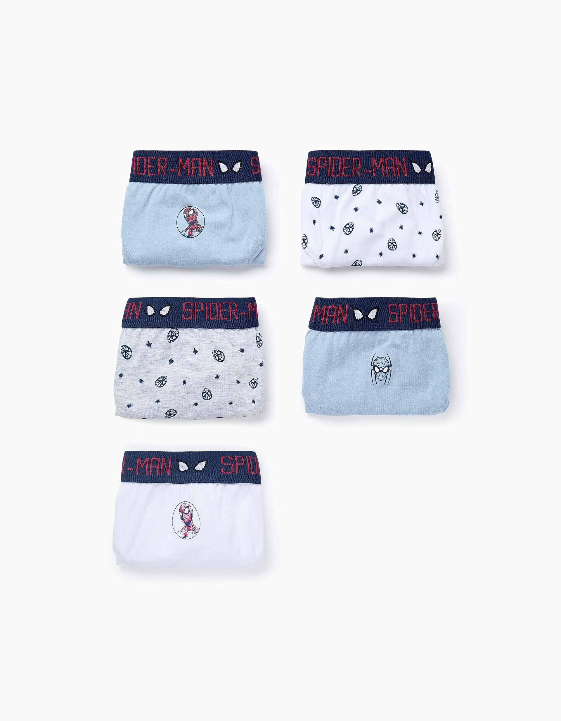 Pack of 5 Briefs for Boys 'Spider-Man', White/Blue/Grey | Saudi Arabia