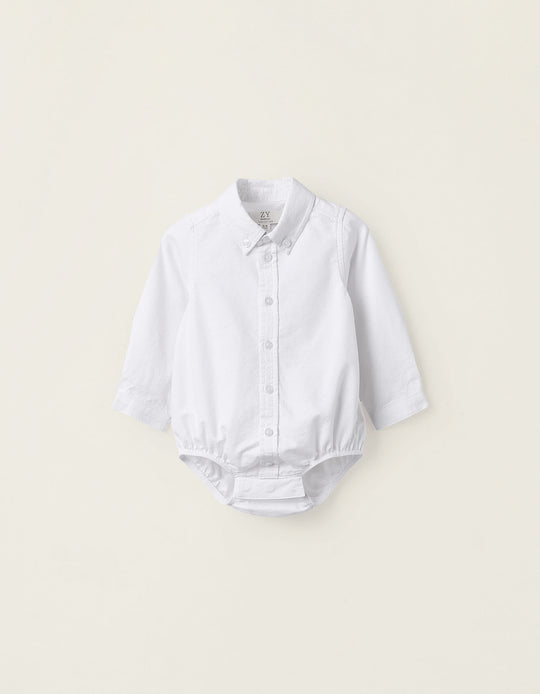 Wrapover Bodysuit in Cotton for Newborns, White