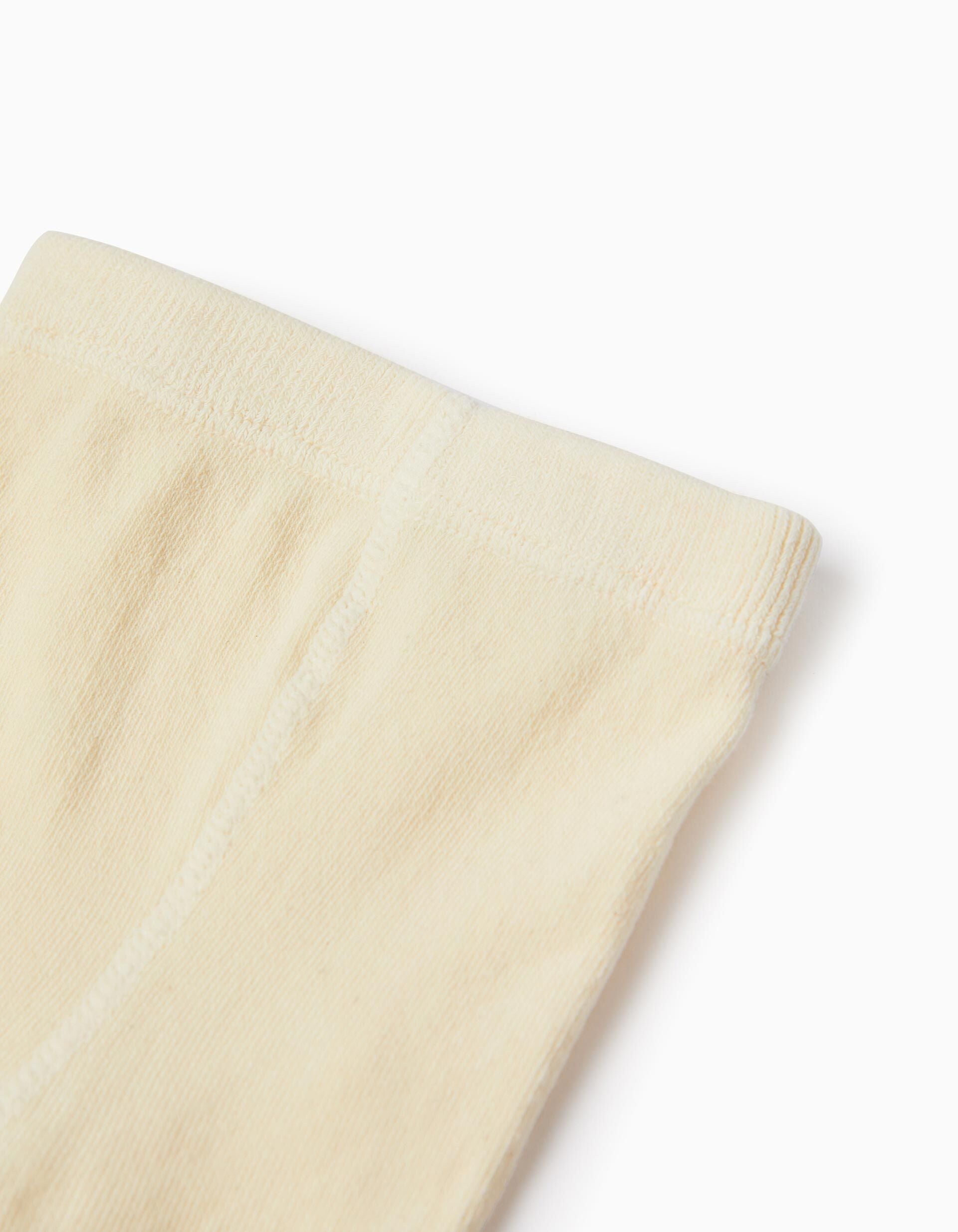 Anti-Pilling Ribbed Tights for Baby Girls Beige | Saudi Arabia