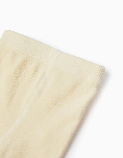Anti-Pilling Ribbed Tights for Baby Girls Beige | Saudi Arabia