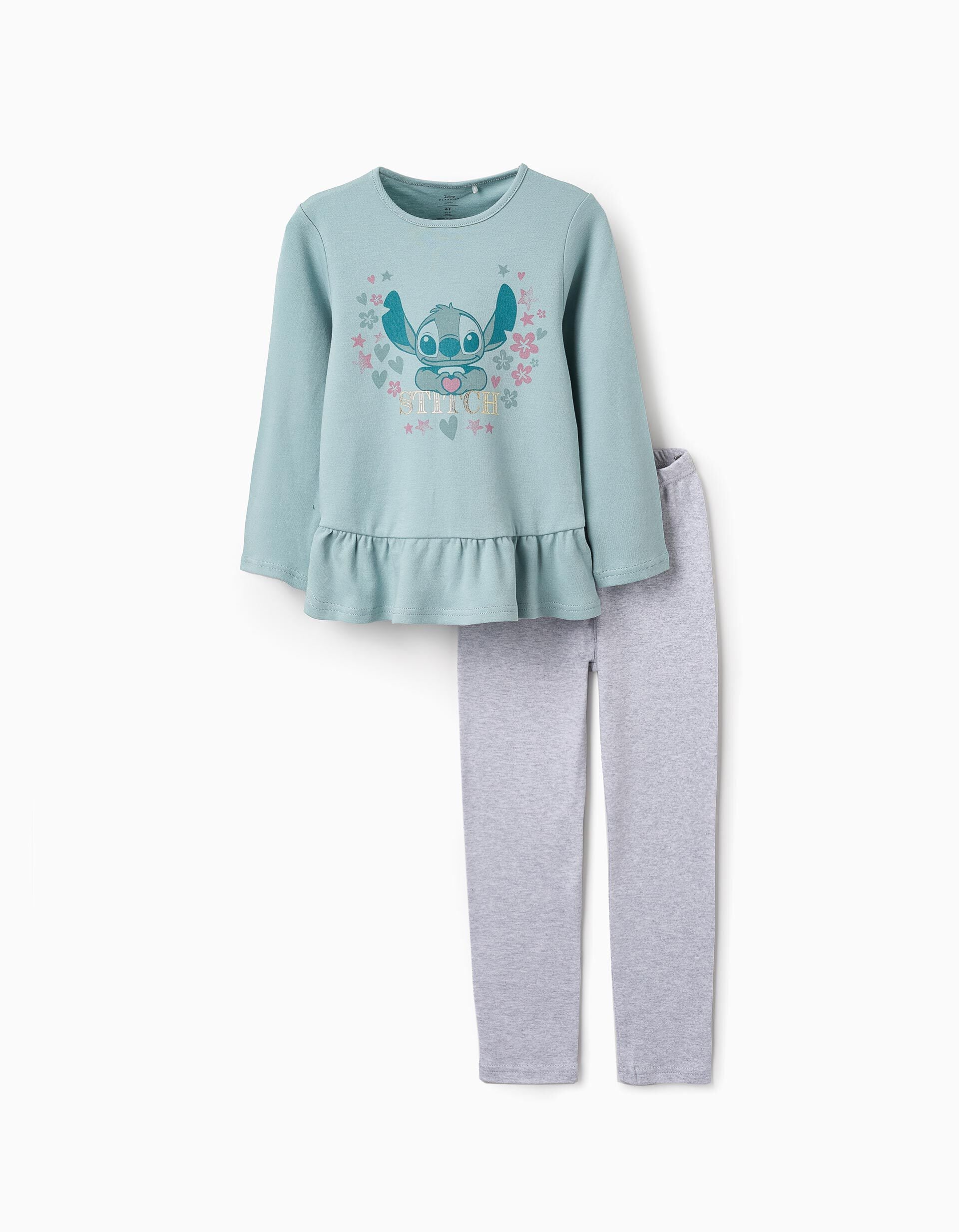 Cotton Pyjama for Girls 'Stitch', Blue/Grey | Saudi Arabia