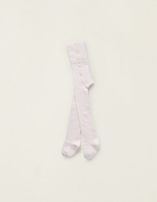High-Waisted Tights for Newborn Girls, Light Pink