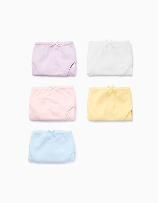 Pack of 5 Plain Briefs for Girls, Multicolour