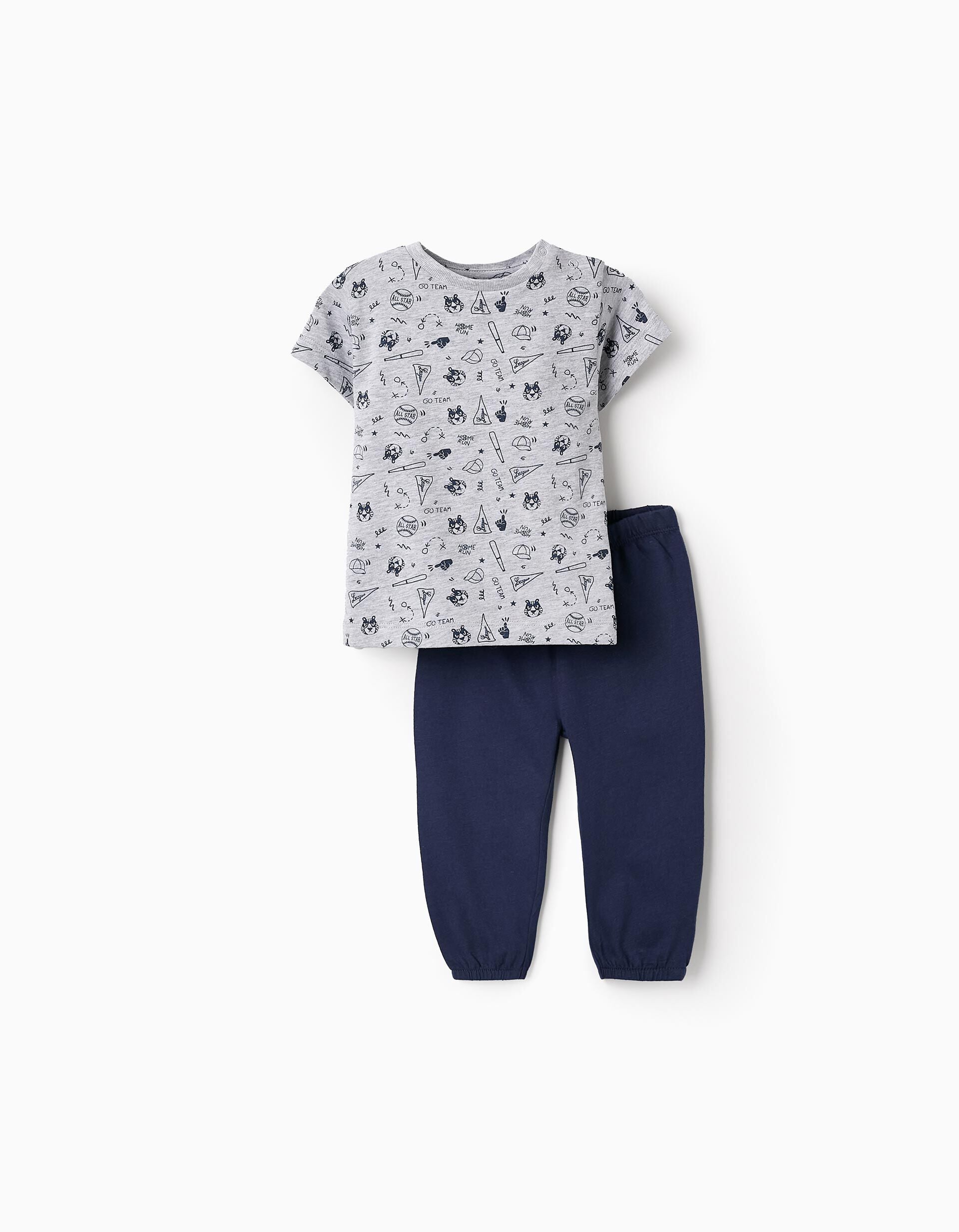 Cotton Pyjama for Baby Boys 'Baseball', Grey/Dark Blue | Saudi Arabia