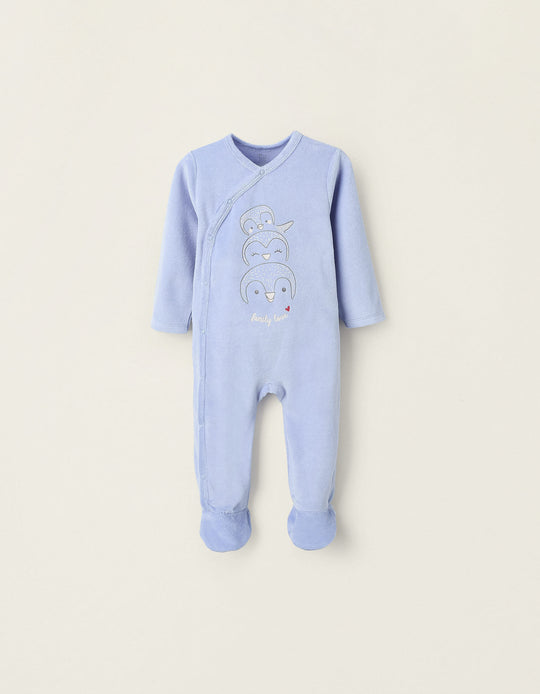 بدلة نوم من الفيلور للأولاد الصغار "حب العائلة"، أزرق