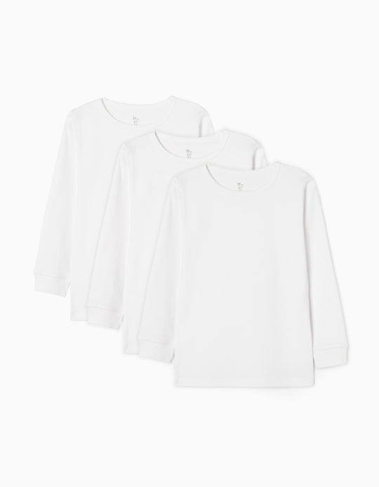 3-Pack Cotton Vests for Boys, White