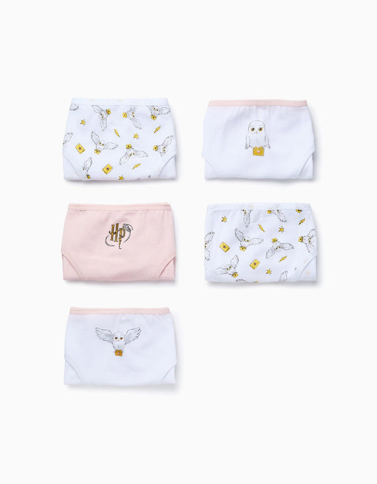 عبوة من 5 سراويل داخلية للفتيات "هاري بوتر" باللونين الأبيض والوردي