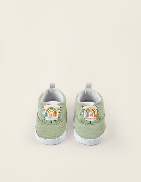 حذاء قماش بتفاصيل قوس قزح للمواليد، أخضر