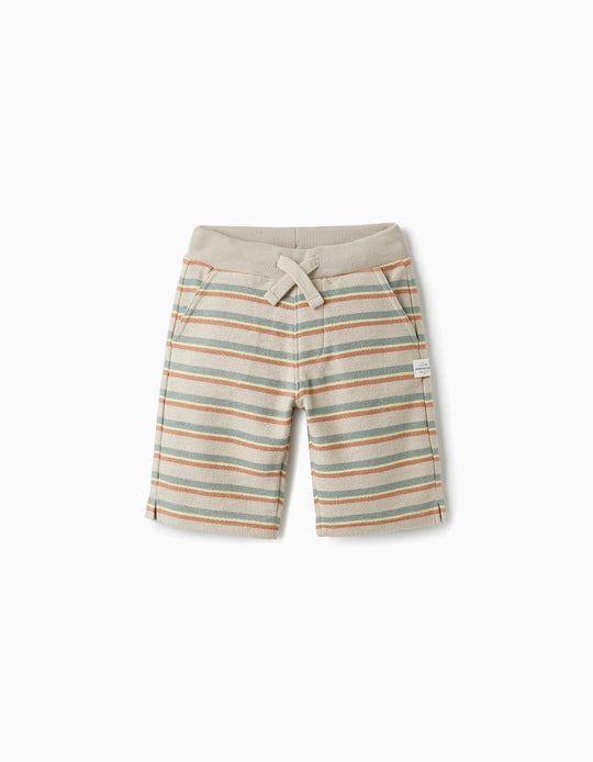 Knitted Cotton Shorts for Boys, Light Brown