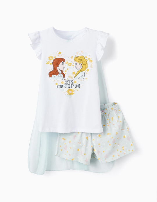 بيجاما بفستان تول قابل للإزالة للفتيات "Frozen"، أبيض/أخضر