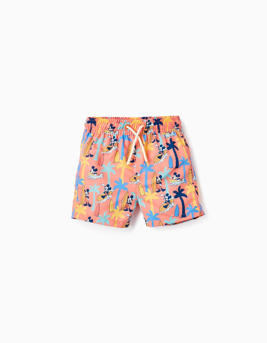 UPF 80 Swim Shorts for Baby Boys 'Mickey Surfer', Coral