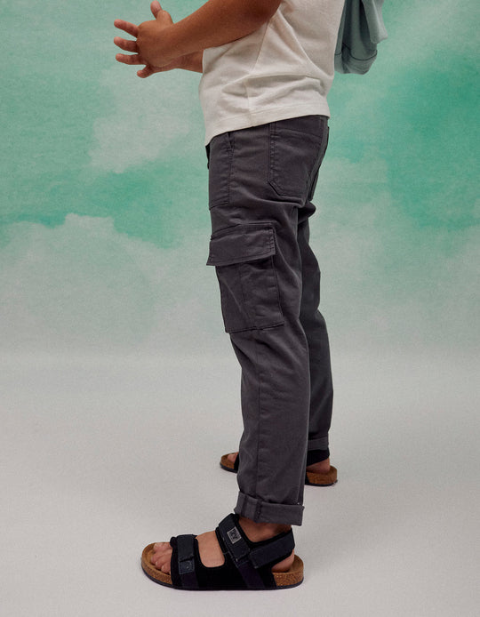 Cargo Trousers for Boys, Dark Grey