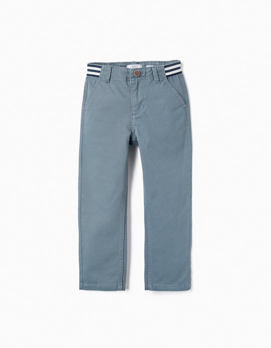 بنطال تويل قطني للأولاد "قصّة ضيقة"، أزرق