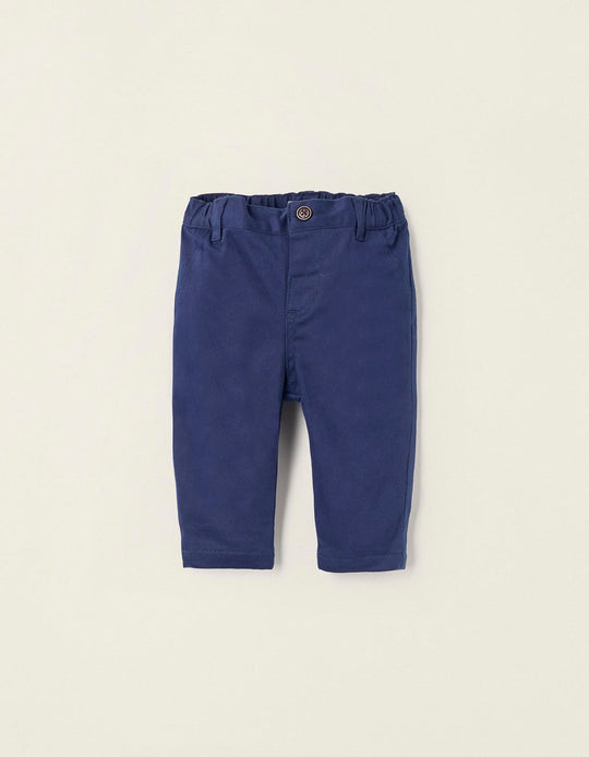 بنطال شينو أزرق داكن مبطّن بالقطن للمواليد