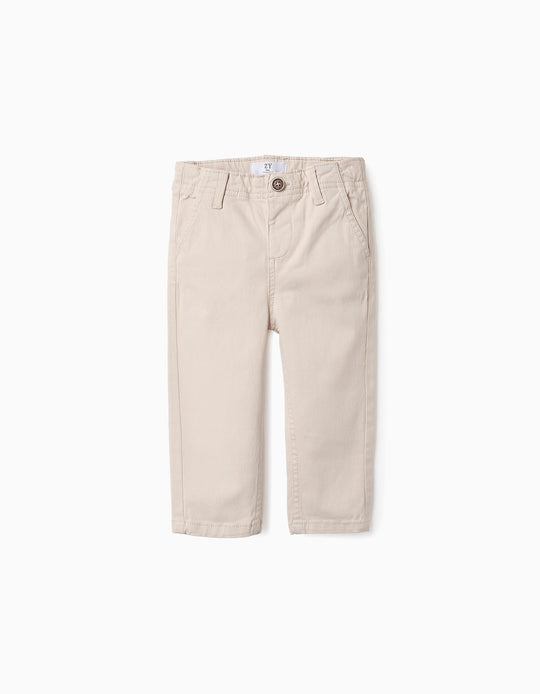 Twill Chino Trousers for Baby Boys, Beige