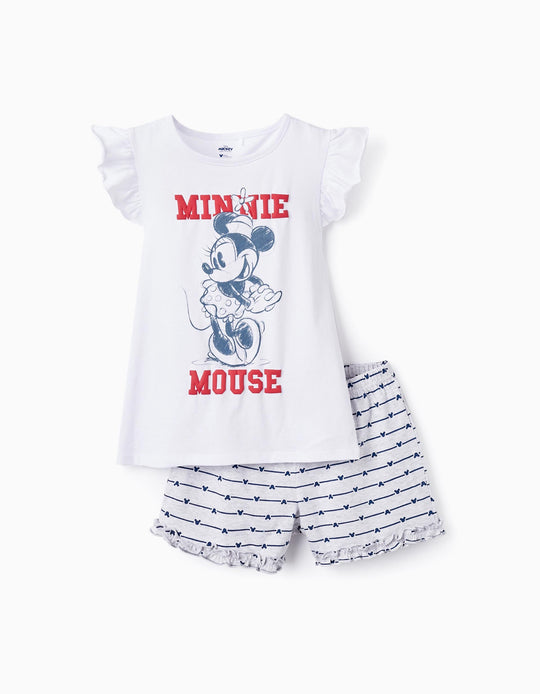 Cotton Pyjamas for Girls 'Minnie', White/Grey