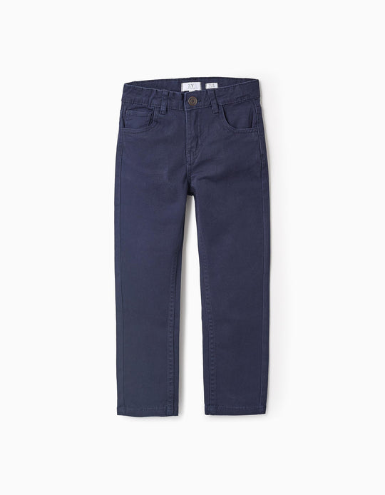 Twill Trousers for Boys 'Slim Fit', Dark Blue