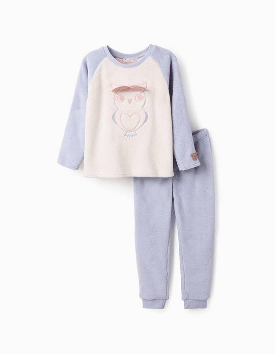 Plush Pyjama for Girls 'Owl', White/Blue