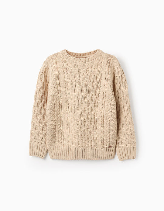 Cable Knit Jumper for Boys, Beige