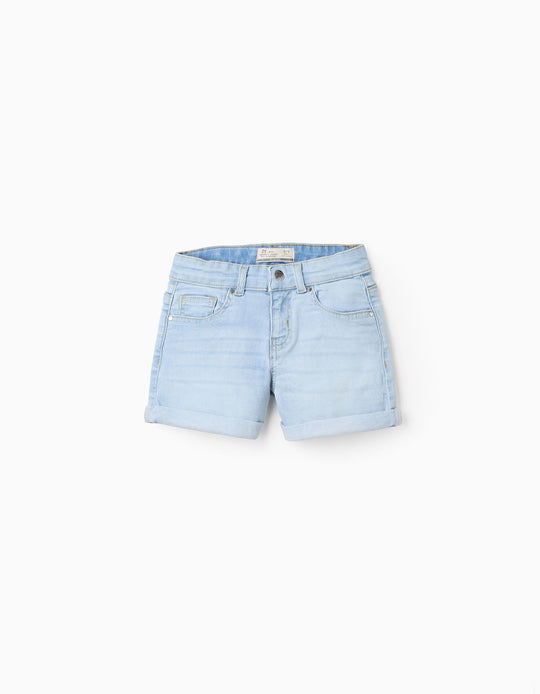 Denim Shorts for Girls, Light Blue