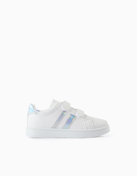Trainers with Iridescent Details for Girls, White/Iridescent