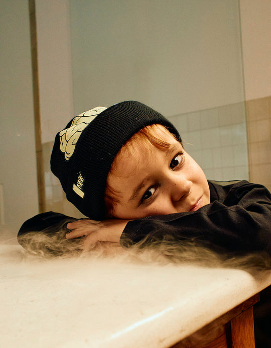 Beanie Glow in the Dark for Boys 'Brain', Black