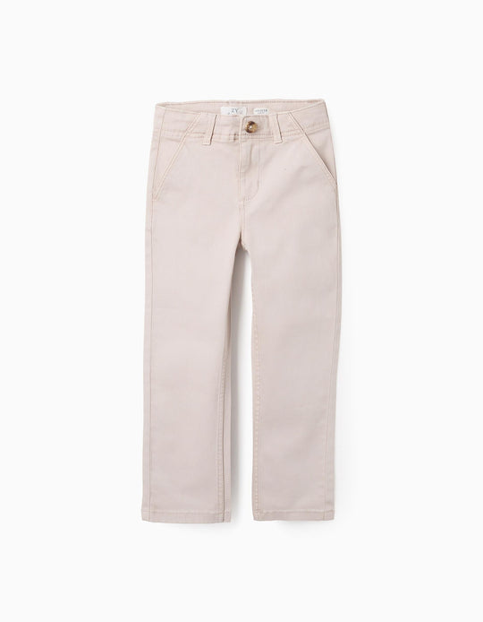 بنطال شينو تويل ضيق للأولاد، بيج