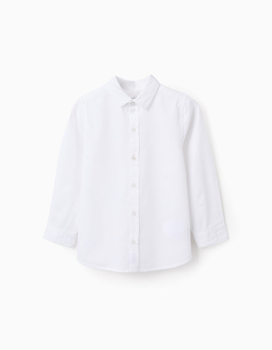 Cotton Textured Shirt for Boys, White
