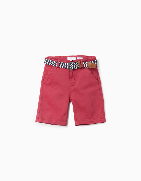 شورت شينو مع حزام للأولاد Midi، أحمر