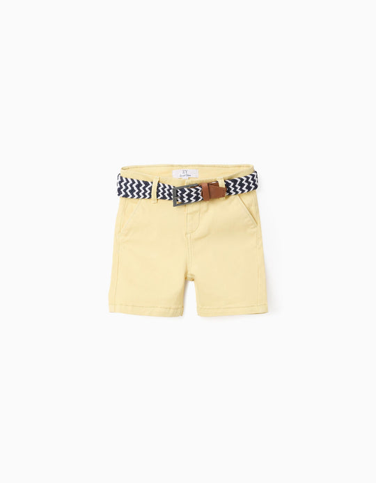 Chino Shorts with Belt for Baby Boys, Yellow