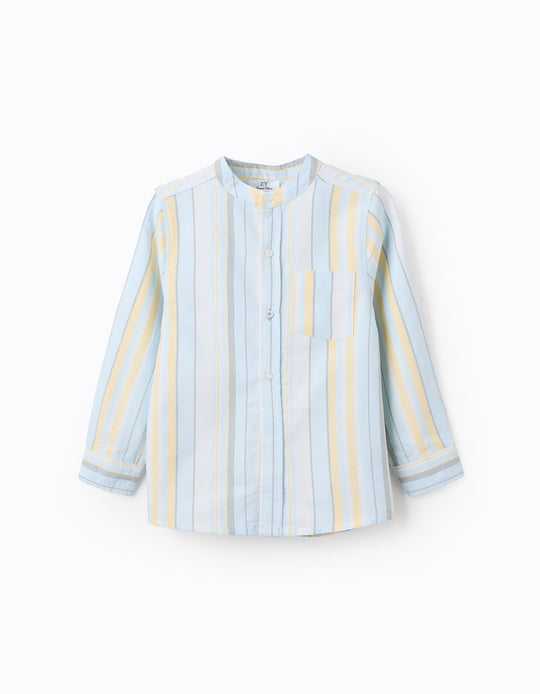 Cotton Striped Shirt for Boys, Blue/Yellow