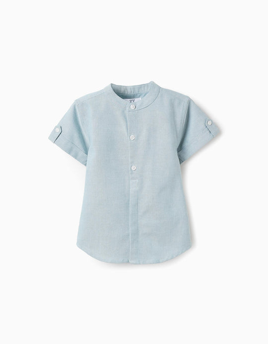 Short Sleeve Oxford Shirt for Baby Boys, Blue
