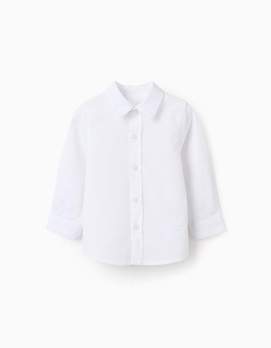 Cotton Textured Shirt for Baby Boys, White