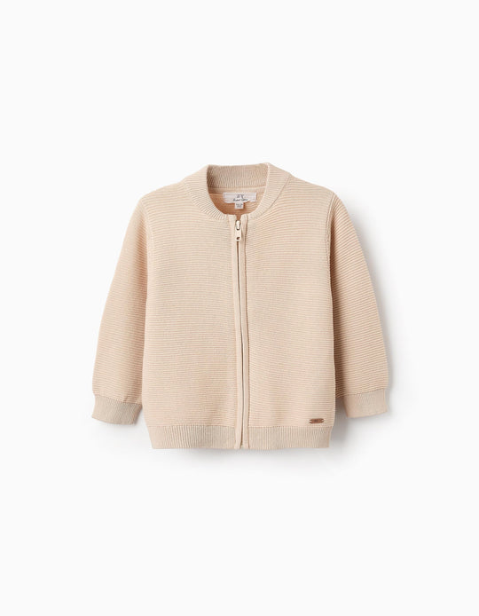 Cardigan with Texture for Baby Boys, Beige