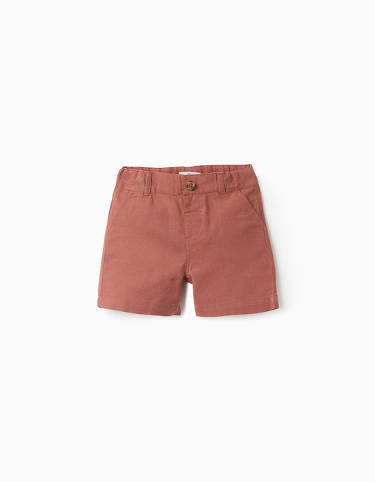 Cotton and Linen Chino Shorts for Baby Boys, Brown