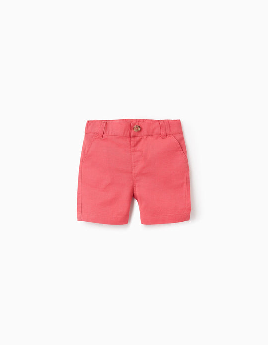 Cotton and Linen Chino Shorts for Baby Boys, Red