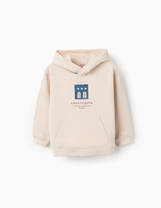 Cotton Hooded Sweatshirt for Baby Boys 'Castle', Beige