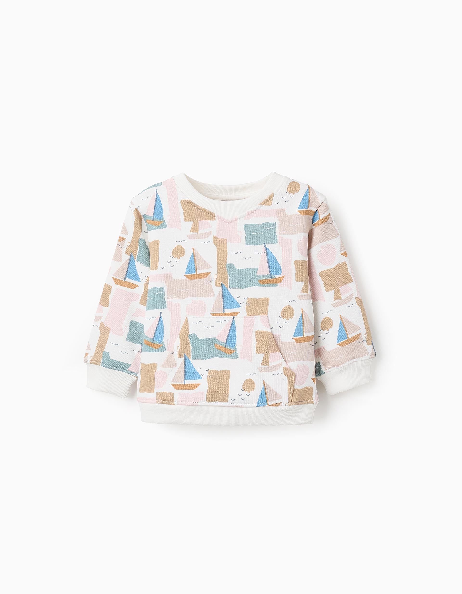 Cotton Sweatshirt with Pattern for Baby Boys 'Boats', Multicolour