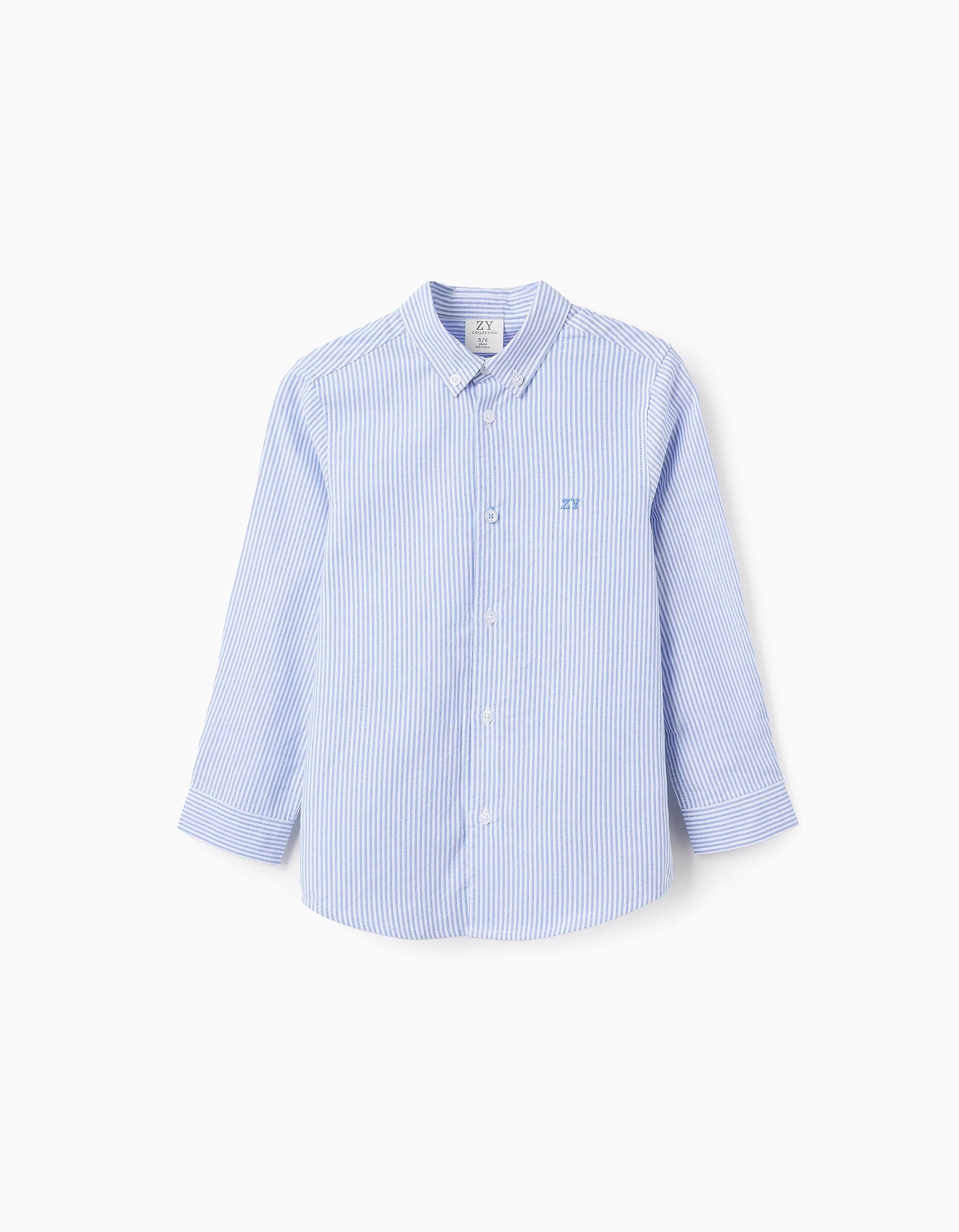 Striped Oxford Shirt for Boys, White/Blue | Ziddy KSA