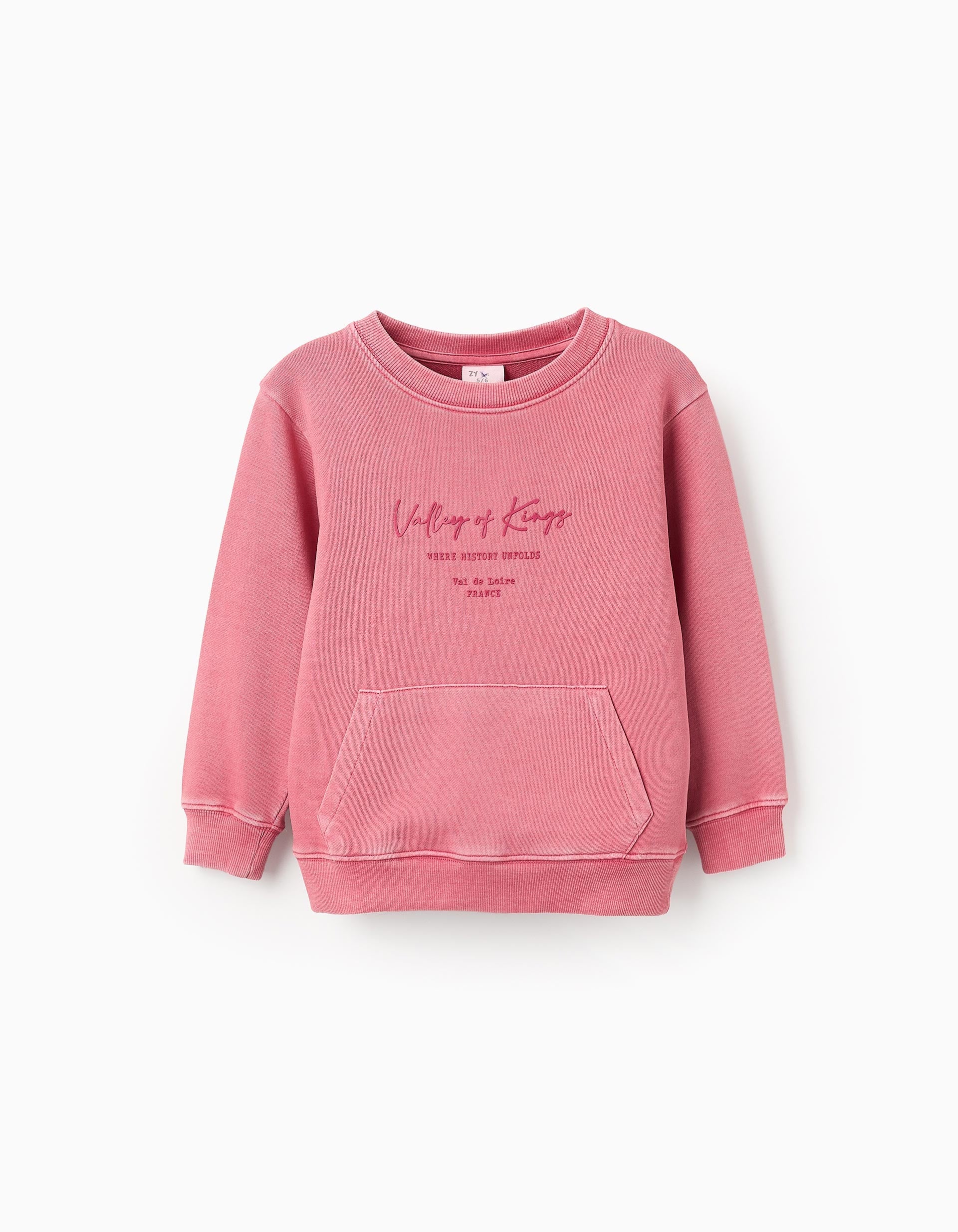 Cotton Sweatshirt with Kangaroo Pocket for Boys 'Kings', Pink