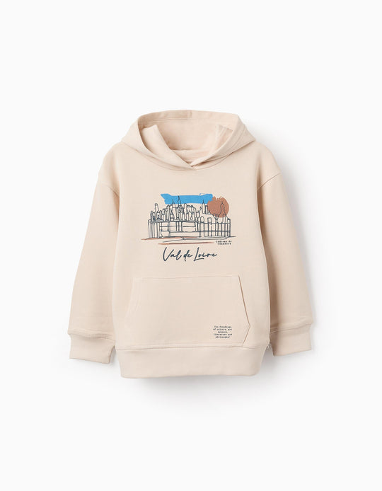 Cotton Hooded Sweatshirt for Boys 'Val de Loire', Beige