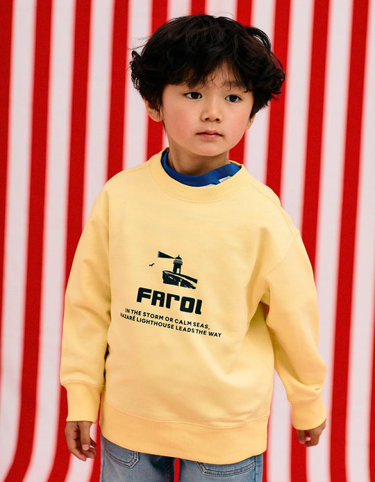 سويت شيرت مطبوع للأولاد منارة، أصفر