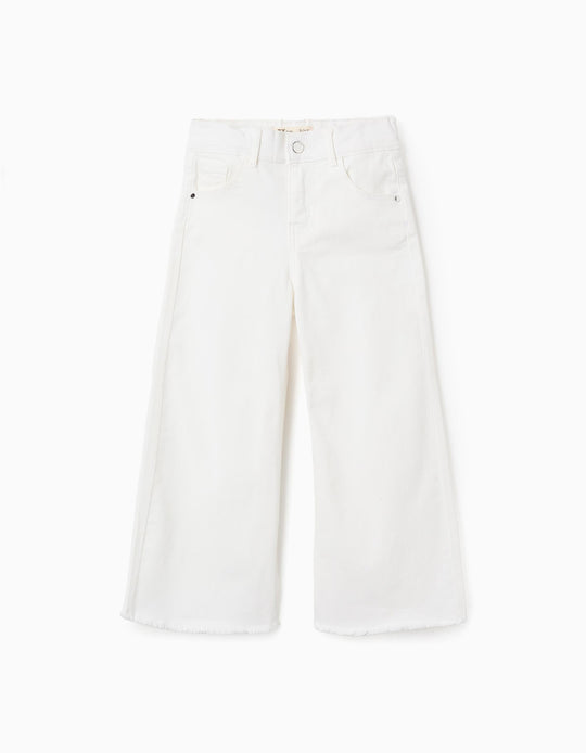 بنطال تويل للفتيات "واسع الأرجل"، بيج