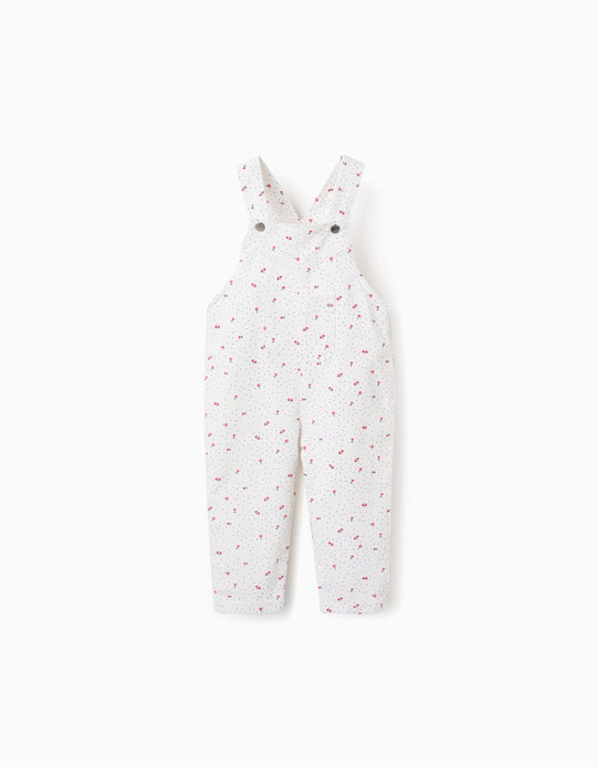 دنغري تويل بنقشة زهرية للفتيات الرضع، أبيض