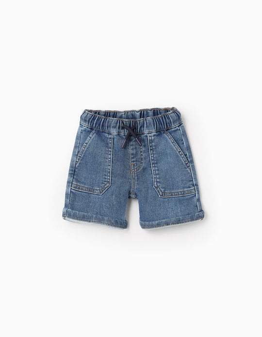 Denim Shorts with Patch Pockets for Baby Boys, Blue