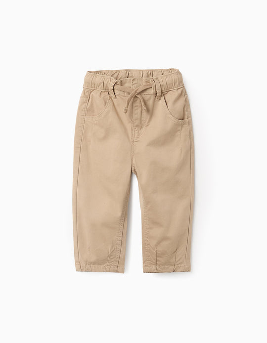 بنطال تويل برباط للأولاد الرضع، بيج