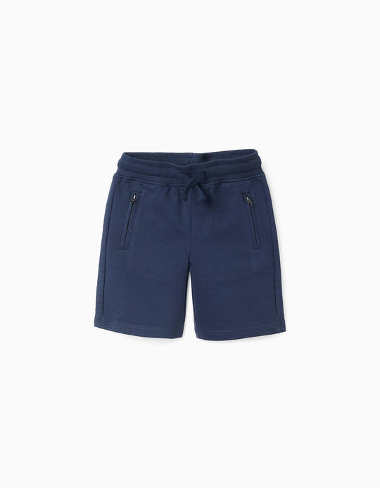 شورت جوجرز بجيوب بسحاب للأولاد، كحلي