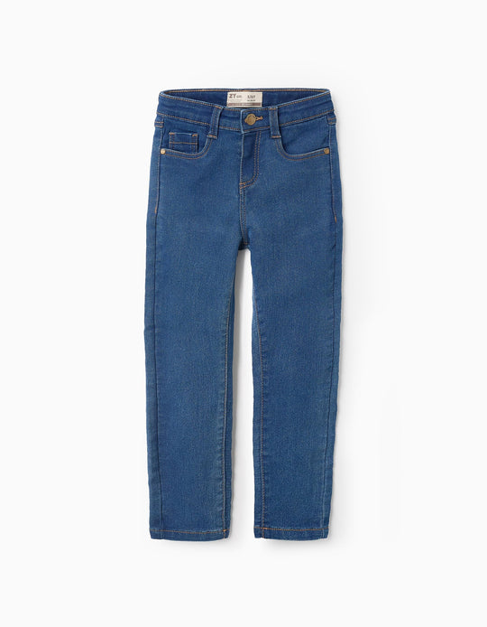 جينز سكيني مرن للفتيات، أزرق